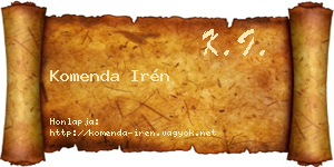 Komenda Irén névjegykártya